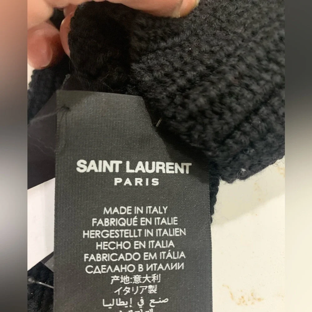 SAINT LAURENT Wool Fingerless Gloves In Black Size M
